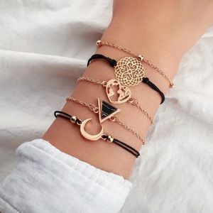 5 PC Black Bracelet Set